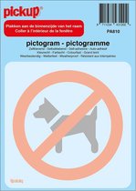 Pickup Pictogram achter glas 10x10 cm - Verboden voor honden