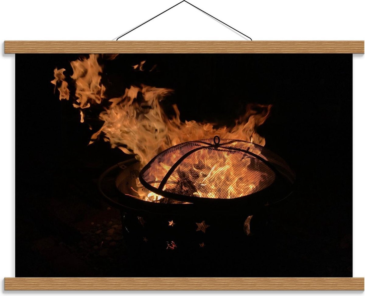 Schoolplaat – Vuurkorf - 60x40cm Foto op Textielposter (Wanddecoratie op Schoolplaat)