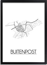 Buitenpost Plattegrond poster A2 + Fotolijst Zwart (42x59,4cm) - DesignClaud