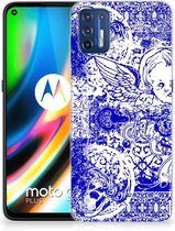 Coque pour Motorola Moto G9 Plus TPU Bumper Silicone Étui Housse Angel Skull Blue