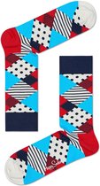 Happy Socks Disco Anniversary Sokken - Blauw/Wit/Rood - Maat 36-40