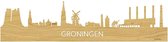Skyline Oud Groningen Bamboe hout - 100 cm - Woondecoratie design - Wanddecoratie met LED verlichting