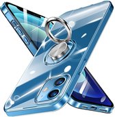Hoesje Geschikt voor iPhone 12 Mini Luxe hoesje Backcover case Metalen Ring houder - Transparant