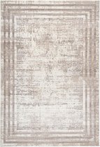 Flycarpets Paris Vintage Vloerkleed Taupe / Beige - Lijstmotief - Laagpolig Tapijt - 160x230 cm