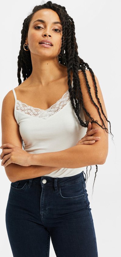 WE Fashion Dames singlet met kant - Maat S