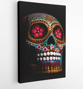 Onlinecanvas - Schilderij - Multicolored Skull Decor Art Vertical Vertical - Multicolor - 115 X 75 Cm