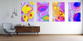 Onlinecanvas - Schilderij - Abstract Bright Texture Colored Bright Liquid Paints.- Art Vertical Vertical - Multicolor - 50 X 40 Cm