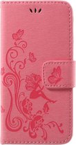 Geschikt voor iPhone SE (2020) / 7 / 8 wallet portemonnee hoesje - roze vlinders