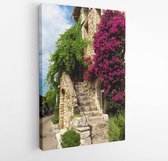 Bright purple Bougainvillea vines on the wall of the house at Saint Paul de Vence, France - Modern Art Canvas -Vertical - 1150599494 - 50*40 Vertical