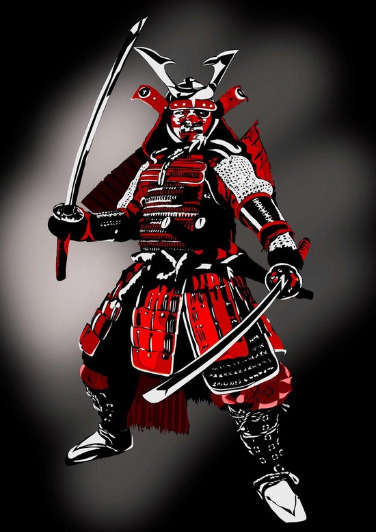 Samurai Member of the privileged feudal military caste of Japan Samurai with swords in traditional dress - Modern Art Canvas-Vertical - 1344581528 - 115*75 Vertical - onlinecanvas