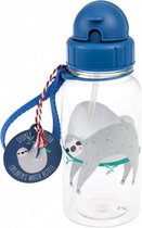 Rex London - Sydney de Luiaard - Drinkfles met Rietje - 500ml - Blauw