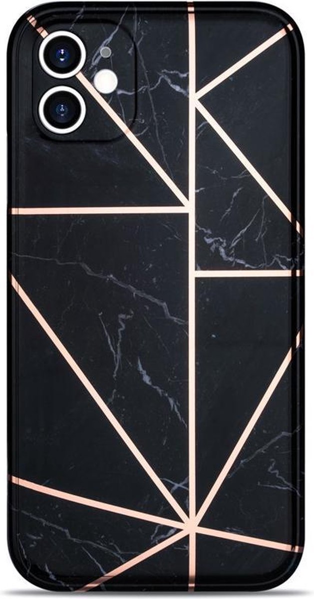 iPhone 12 Pro Max - Black Geo Marble cover / case / hoesje