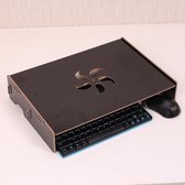 Houten standaard met toetsenbordbedradingssleuf voor computermonitor / laptop (zwart)