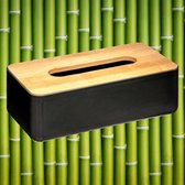 Decopatent® - Bois de Bamboe / plastique - Boîte à mouchoirs pour mouchoirs - Support de boîte à mouchoirs - Toilette Salle de bain - Boîte à mouchoirs Zwart