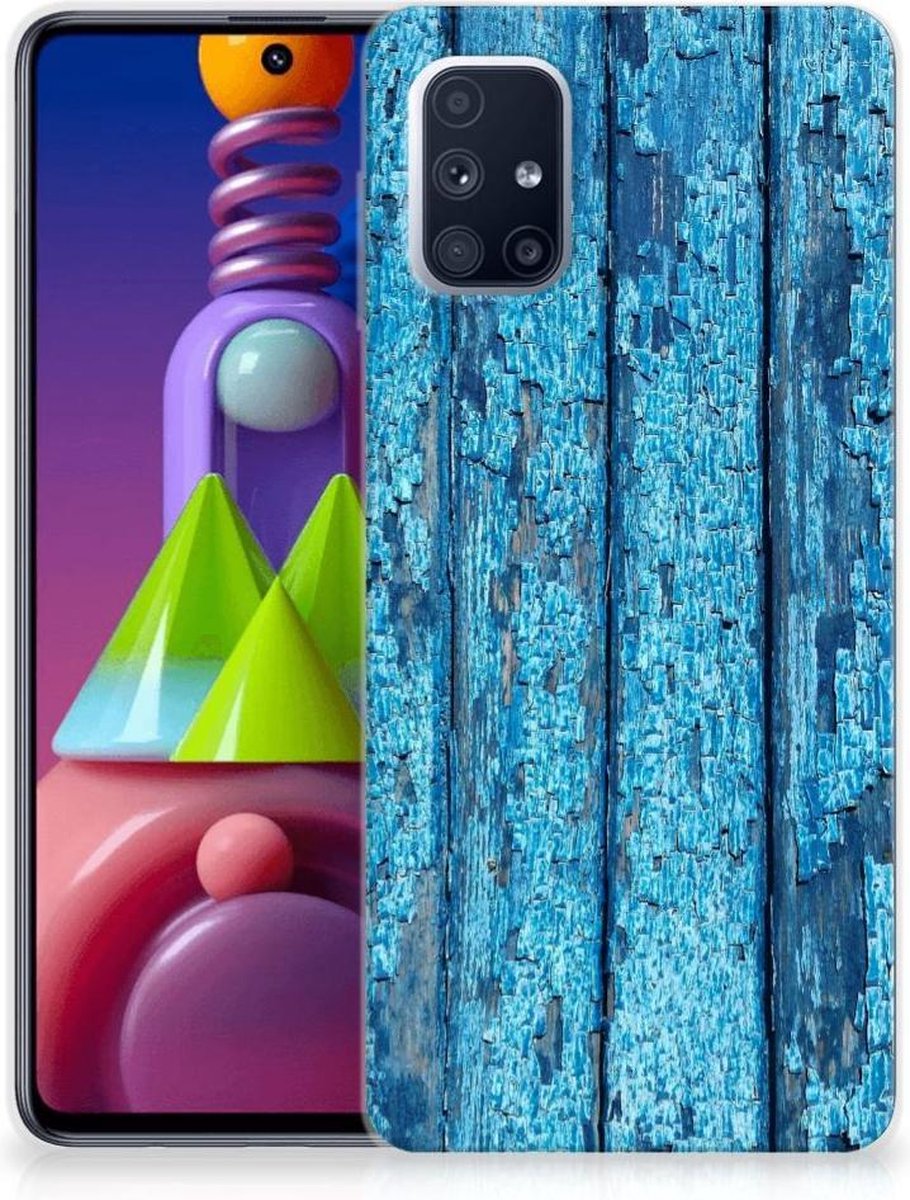 Samsung Galaxy M51 Bumper Hoesje Wood Blue