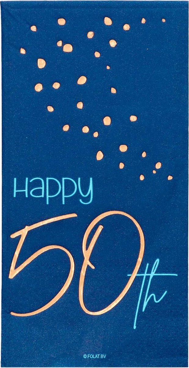 Folat - Servetten Elegant True Blue 50 Jaar 33x33 cm - 10 stuks
