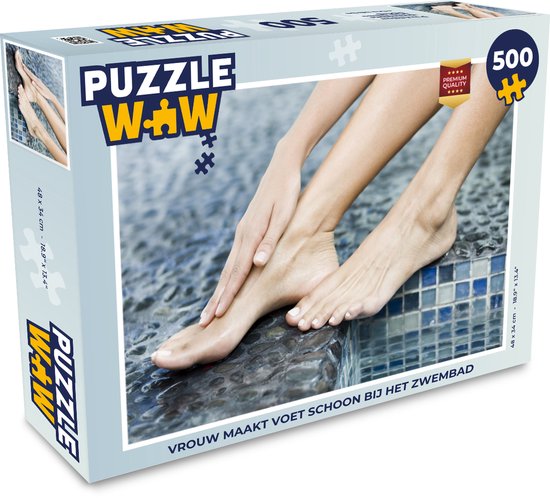 Puzzel 500 stukjes Voeten - Vrouw maakt voet schoon bij het zwembad -  PuzzleWow heeft... | bol.com