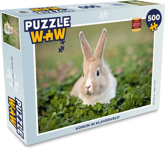 Puzzle Lapins 500 pièces - Lapin dans un champ de trèfle | bol