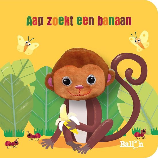 Kartonboek met vingerpopje 0 - Aap zoekt een banaan
