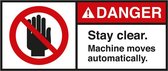 Danger Stay clear sticker, ANSI, 2 per vel 45 x 100 mm