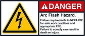 Danger Arc flash hazard sticker, ANSI, 2 per vel 35 x 80 mm