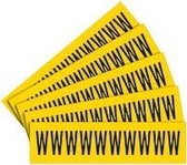 Letter stickers alfabet met laminaat - 5 x 10 stuks - geel zwart Letter W teksthoogte 30 mm