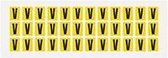 Letter stickers geel/zwart teksthoogte: 15 mm letter V