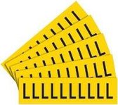 Letter stickers alfabet met laminaat - 5 x 10 stuks - geel zwart Letter L teksthoogte 30 mm