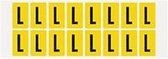 Letter stickers alfabet - 20 kaarten - geel zwart teksthoogte 25 mm Letter L