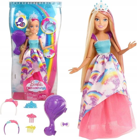 Barbie Dreamtopia met Magisch Haar Prinses Blond 43 cm - Barbiepop | bol.com