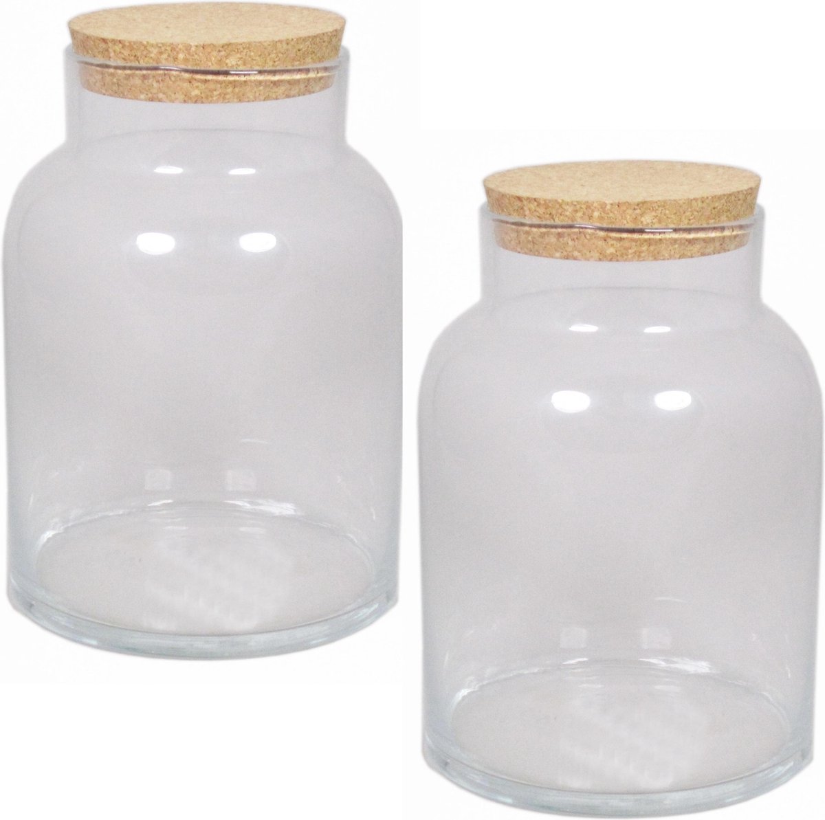 3x Glazen voorraadpotten/bewaarpotten 8 liter met kurk deksel 18 x 27 cm - Koekjespotten/snoeppotten van glas - Decoratie potten