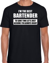 I'm the best barttender - always right t-shirt zwart heren - Cadeau verjaardag t-shirt barman - kado voor barkeepers S