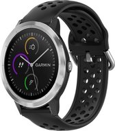 Siliconen Smartwatch bandje - Geschikt voor  Garmin Vivoactive 3 siliconen bandje met gaatjes - zwart - Horlogeband / Polsband / Armband