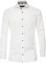 CASA MODA comfort fit overhemd - wit twill (contrast) - Strijkvrij - Boordmaat: 48