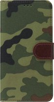 ADEL Kunstleren Book Case Pasjes Portemonnee Hoesje Geschikt voor Samsung Galaxy S10e - Camouflage Groen