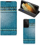 Telefoon Hoesje Samsung Galaxy S21 Ultra Wallet Case Jeans