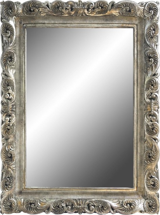 PTMD Miroir rectangle poly chic argenté Queenly