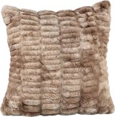 PTMD Softy Brown artificial fur ribbed cushion square