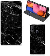 Wallet Book Case Vaderdag Cadeau Geschikt voor Samsung Galaxy A20s Telefoonhoesje Marmer Zwart