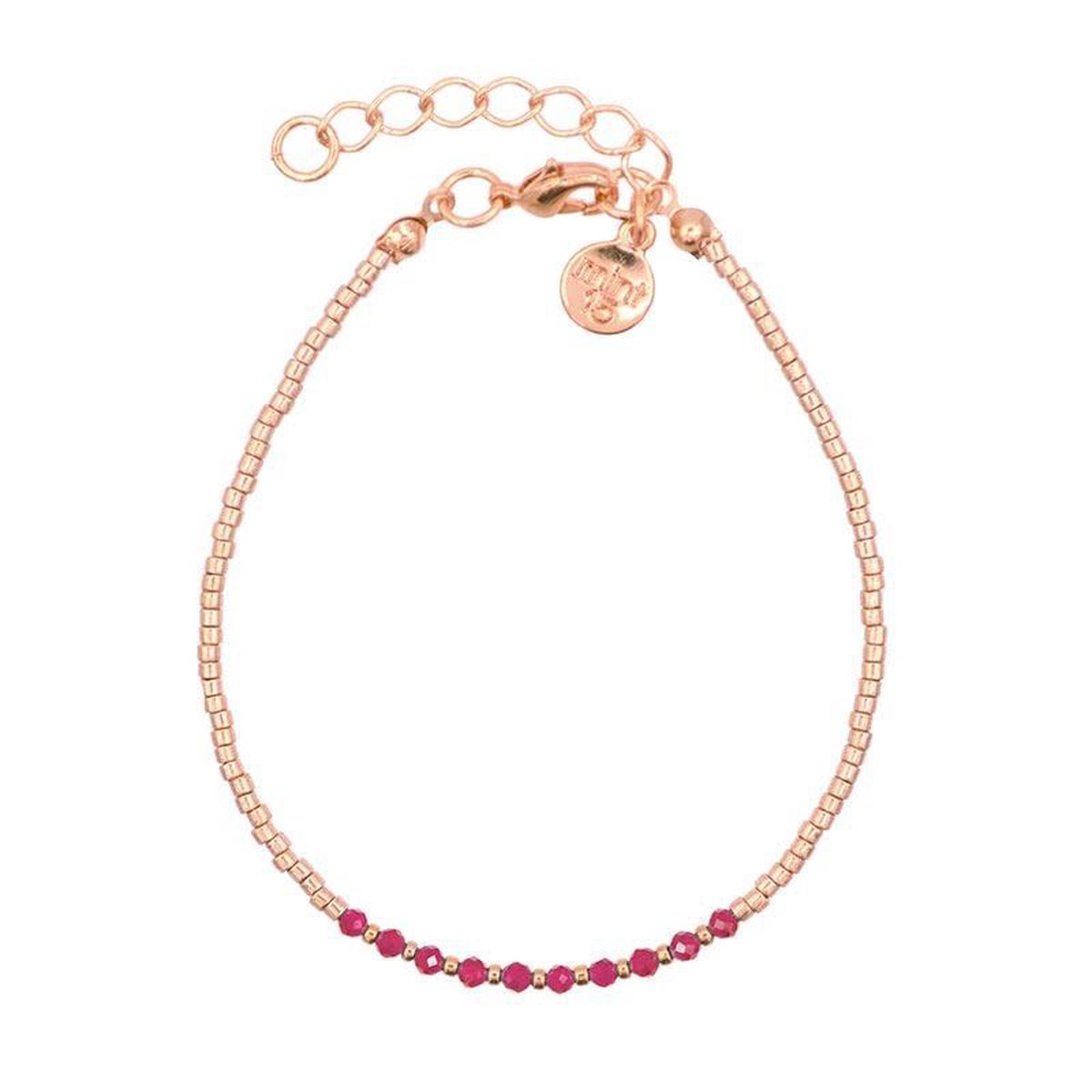 Mint15 Armband 'Little Faceted Beads - Ruby Garnet' - Roségoud
