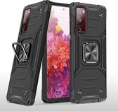 Samsung Galaxy S20 FE Hoesje Back Cover Shockproof met Kickstand Zwart