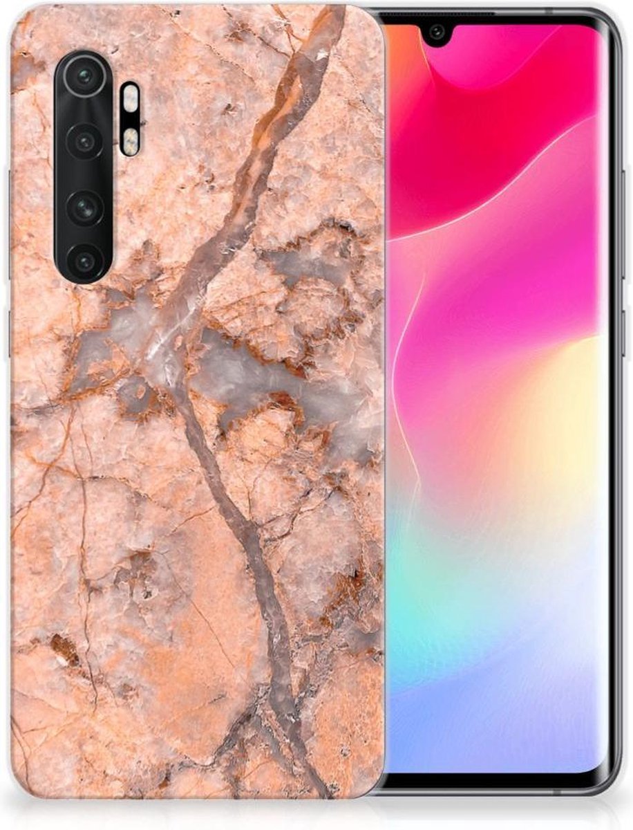 Xiaomi Mi Note 10 Lite TPU Siliconen Hoesje Marmer Oranje