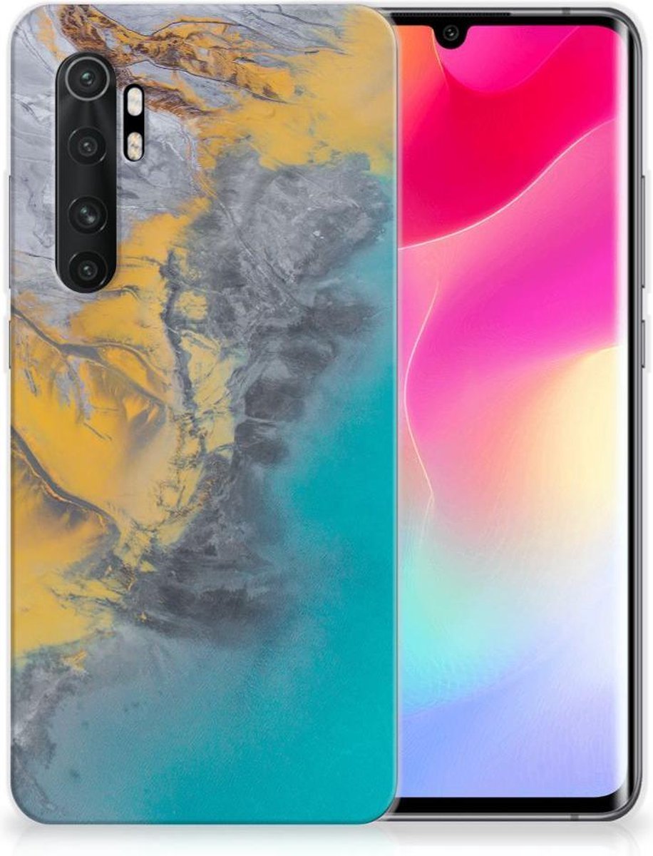 Xiaomi Mi Note 10 Lite TPU Siliconen Hoesje Marble Blue Gold