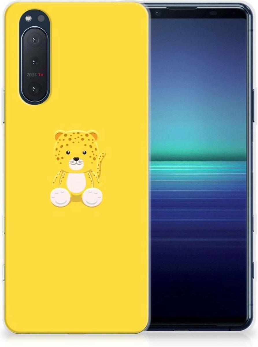 Sony Xperia 5II Telefoonhoesje met Naam Baby Leopard