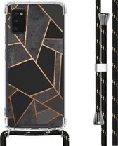 iMoshion Design hoesje met koord voor de Samsung Galaxy A41 - Grafisch Koper - Zwart / Goud