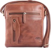 WILD WOODS Leren Casual Crossbody Schoudertas – Heren en Dames tas – Unisex - Oil Pull-up Leer - Cognac