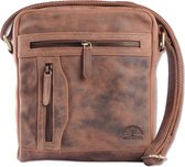 WILD WOODS Leren Casual Crossbody Schoudertas – Heren en Dames tas – Unisex - Buffelleer - Vintage Bruin