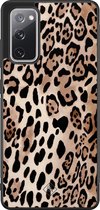 Samsung S20 FE hoesje - Luipaard print bruin | Samsung Galaxy S20 case | Hardcase backcover zwart