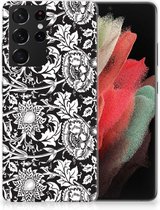 Telefoon Hoesje Samsung Galaxy S21 Ultra Mobiel Case Zwart Bloemen