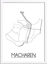 Macharen Plattegrond poster A2 + fotolijst wit (42x59,4cm) - DesignClaud